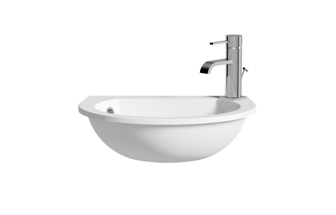 Semi Recessed Basin, Space Saver 490x355mm 1TH Semi Recessed Basin