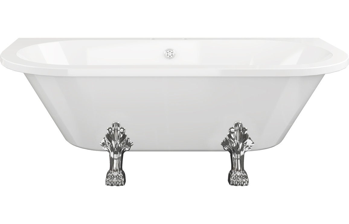 Freestanding Bath, Rosaique Freestanding Back To Wall 1700x800x600mm 2TH Bath w/Feet - White