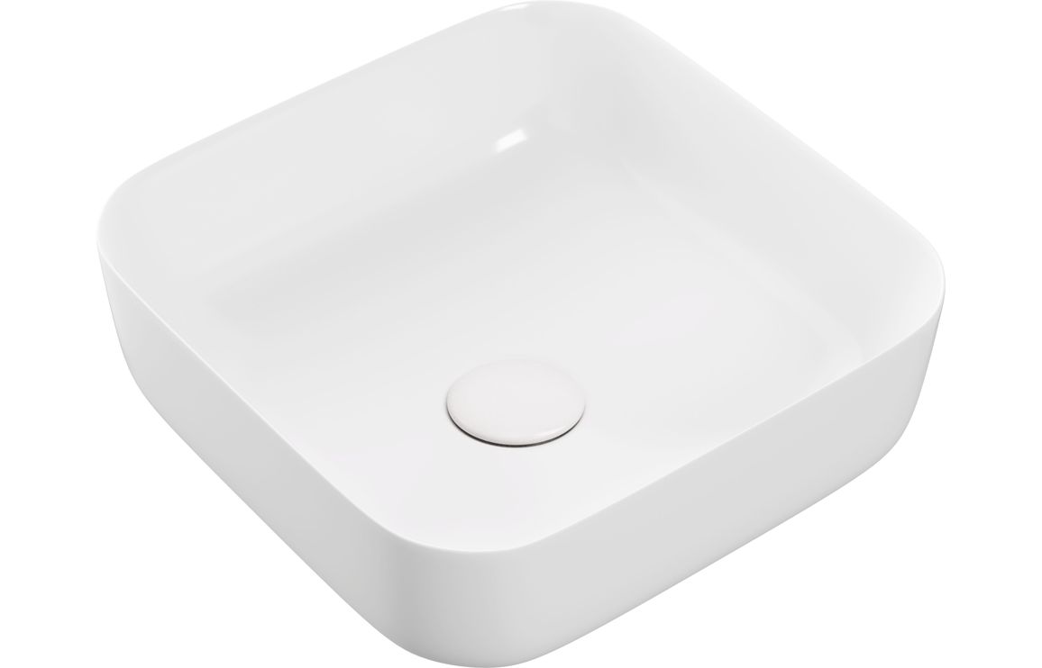 Countertop/Vessel Washbowl, Philisse 400mm Ceramic Square Washbowl & Waste - Matt White