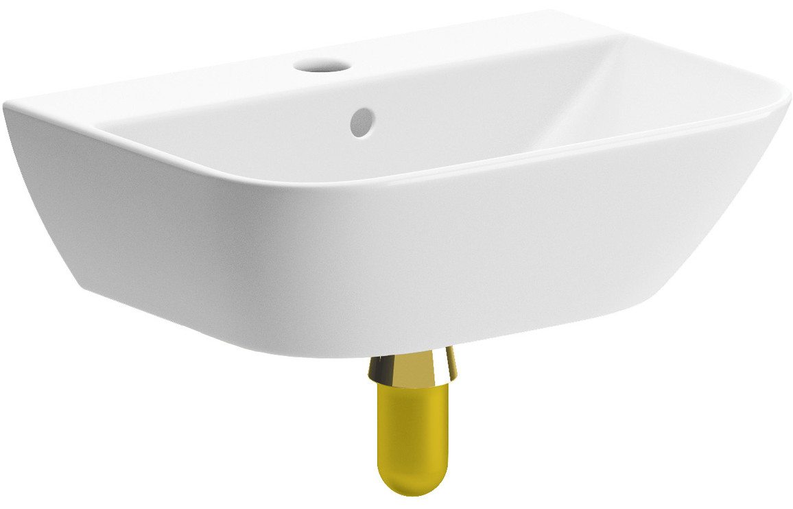 Cloakroom Basin & Bottle Trap, Sylisse 450x320mm 1TH Cloakroom Basin & Brushed Brass Bottle Trap
