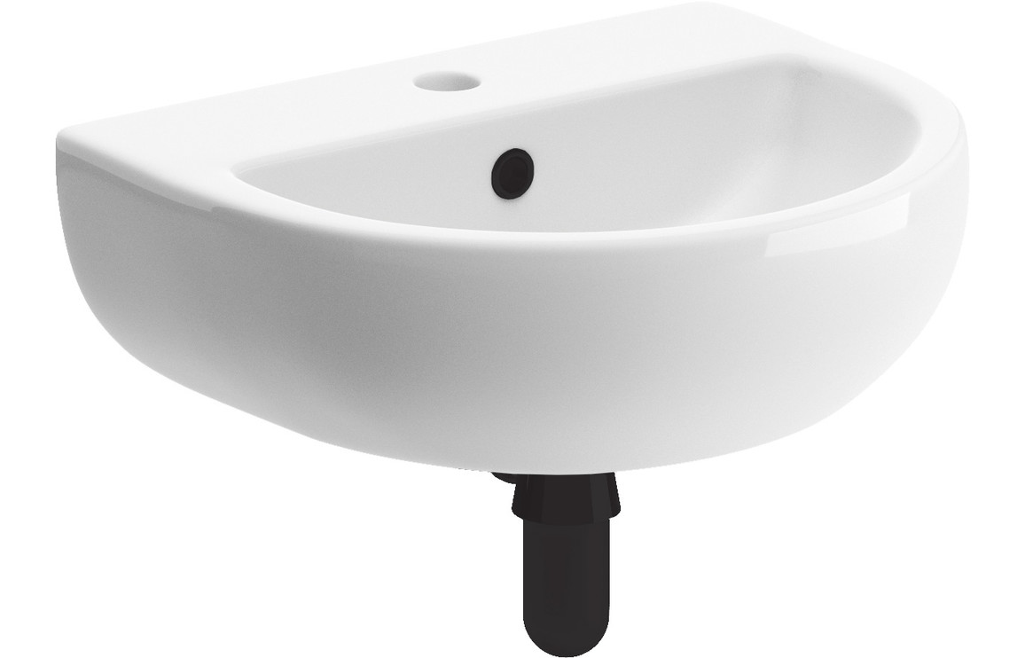 Cloakroom Basin & Bottle Trap, Mariselisse 450x400mm 1TH Cloakroom Basin & Black Bottle Trap