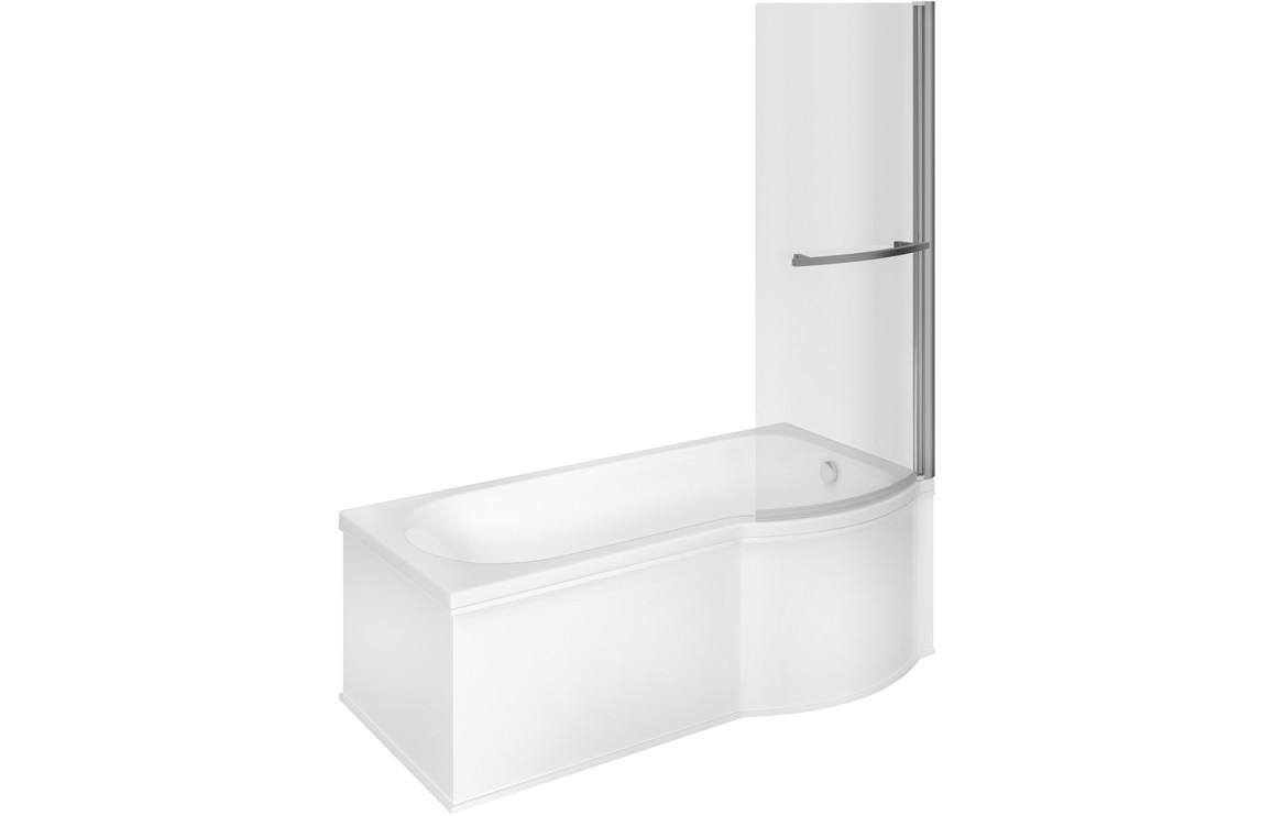 Shaped Shower Bath, Syloria P Shape SUPERCAST 1700x850x560mm 0TH Shower Bath Pack (RH)