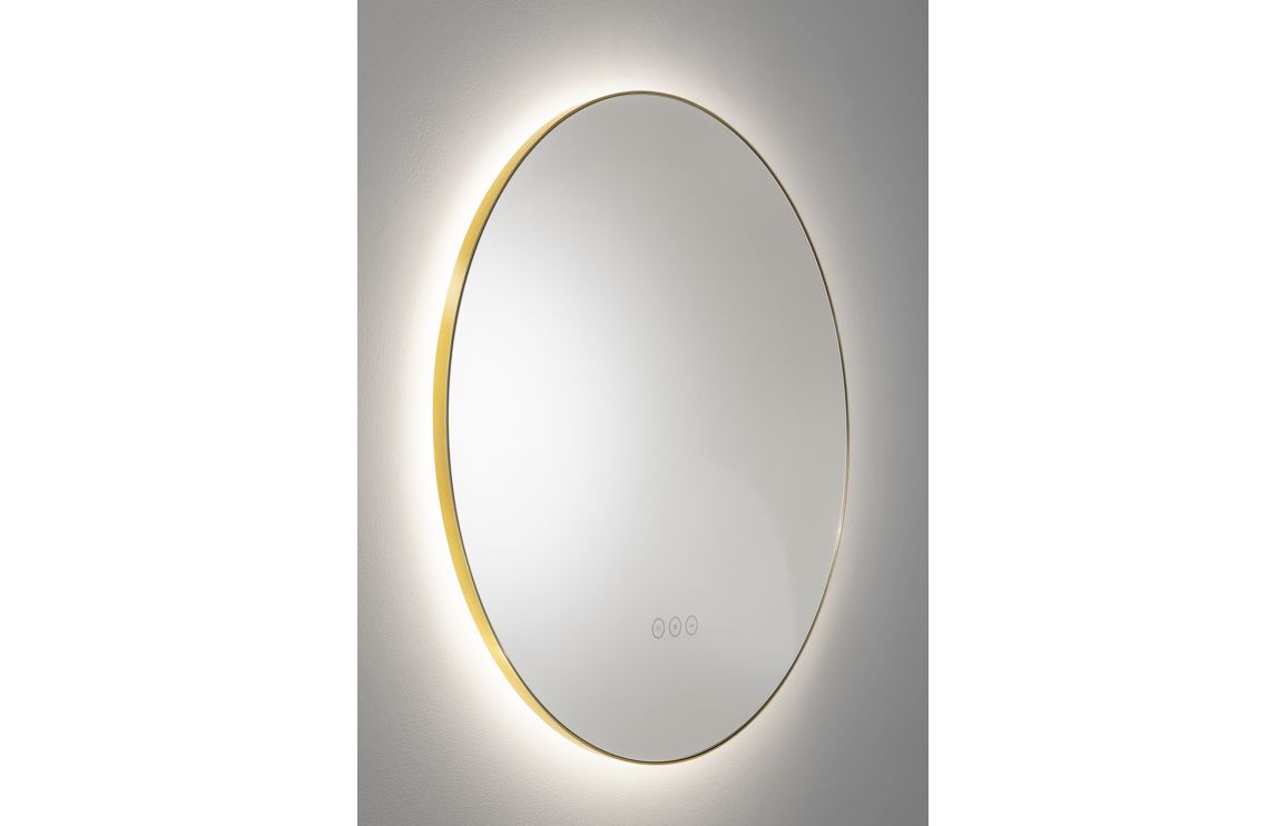 Mirrors, Abode Mayar 600mm Round LED Mirror - Brushed Brass - Image 2