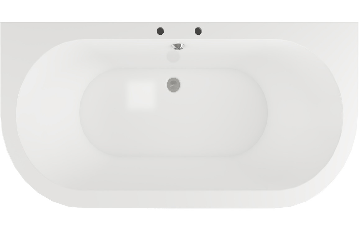 Freestanding Bath, Rosaique Freestanding Back To Wall 1700x800x600mm 2TH Bath w/Feet - White - Image 3