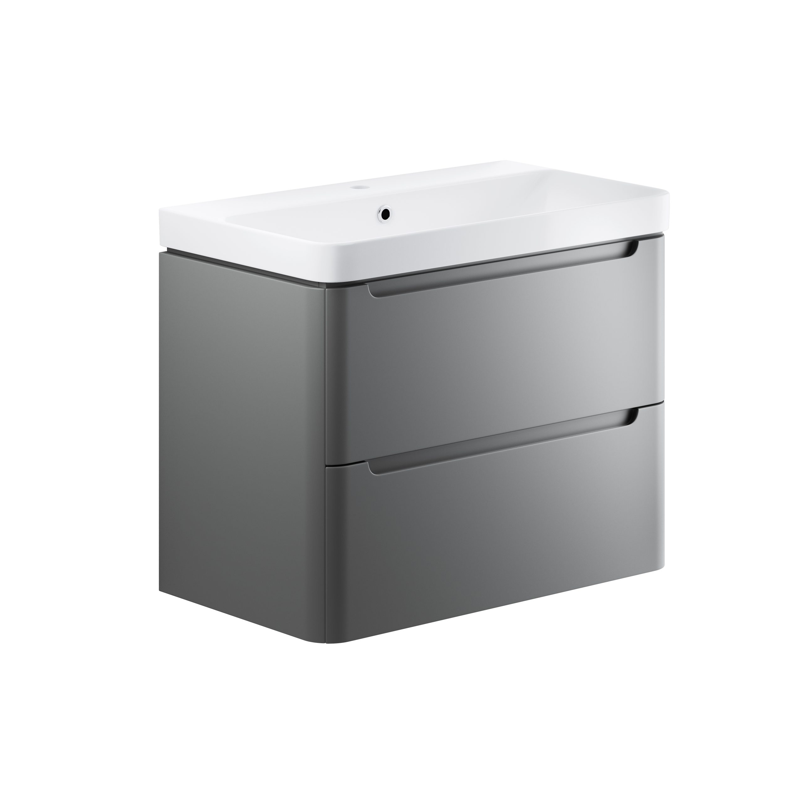 Philoise 805mm 2 Drawer Wall Hung Basin Unit - Matt Grey,Furniture