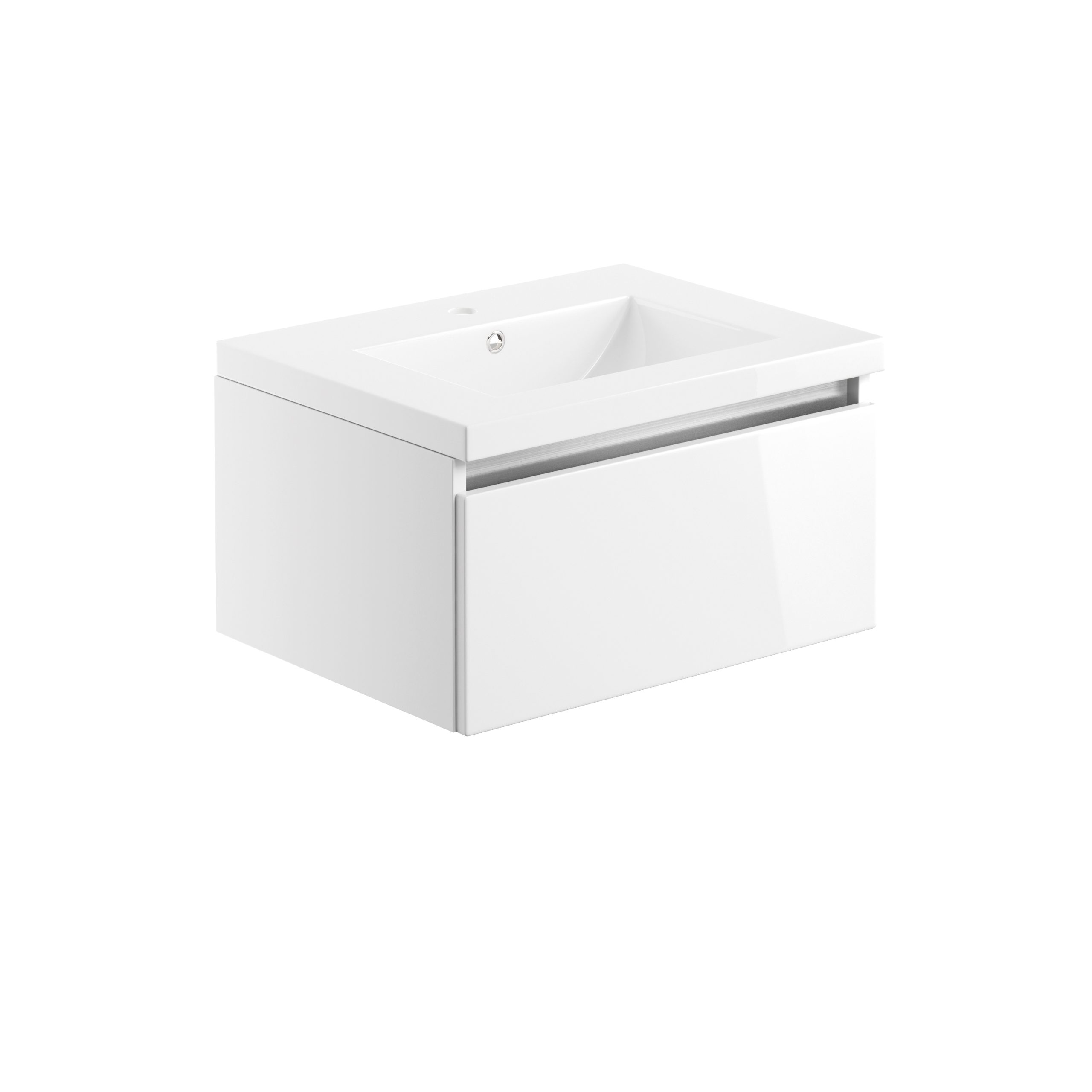 Veraienne 615mm 1 Drawer Wall Hung Basin Unit Inc. Basin - White Gloss,Furniture