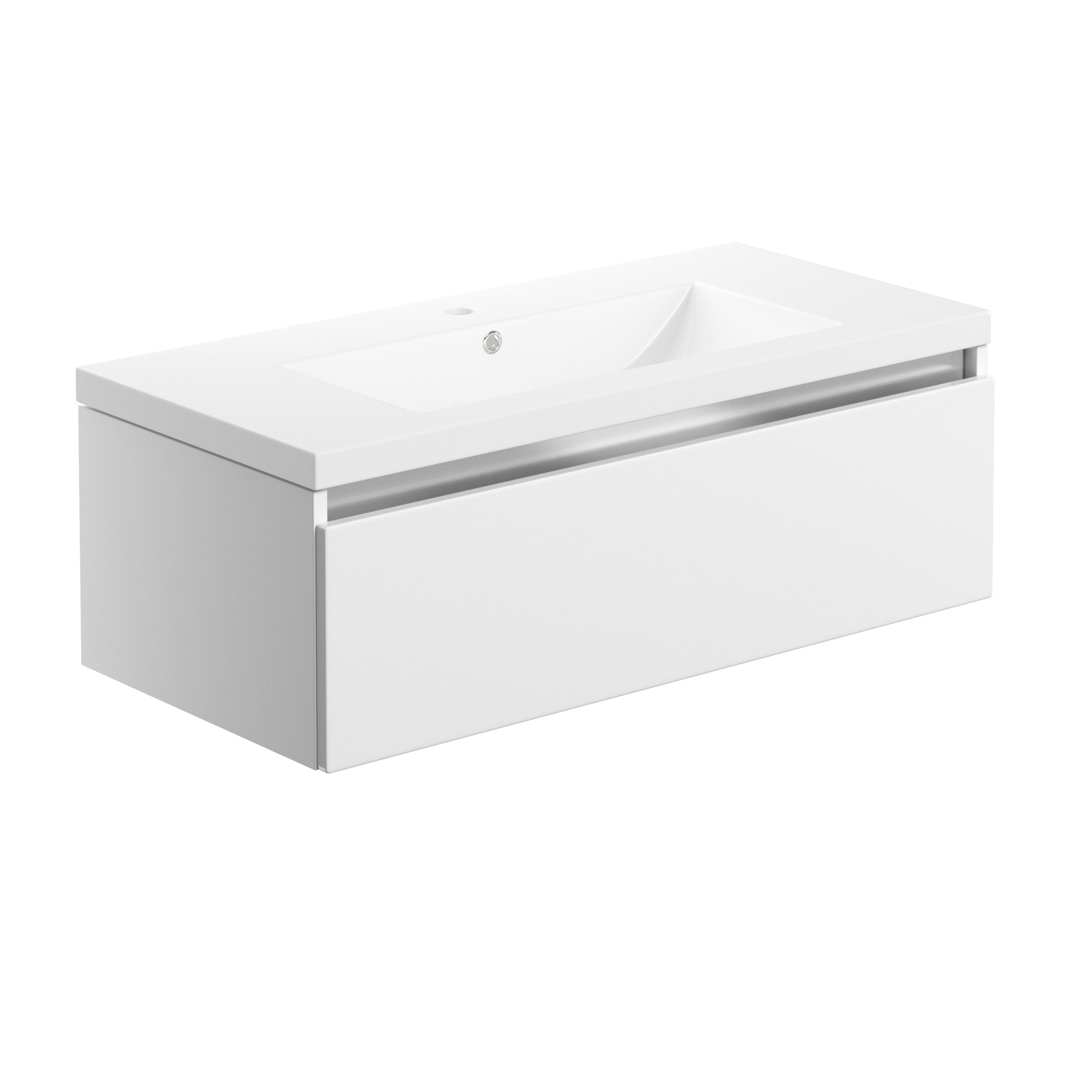 Veraienne 815mm 1 Drawer Wall Hung Basin Unit Inc. Basin - White Gloss,Furniture
