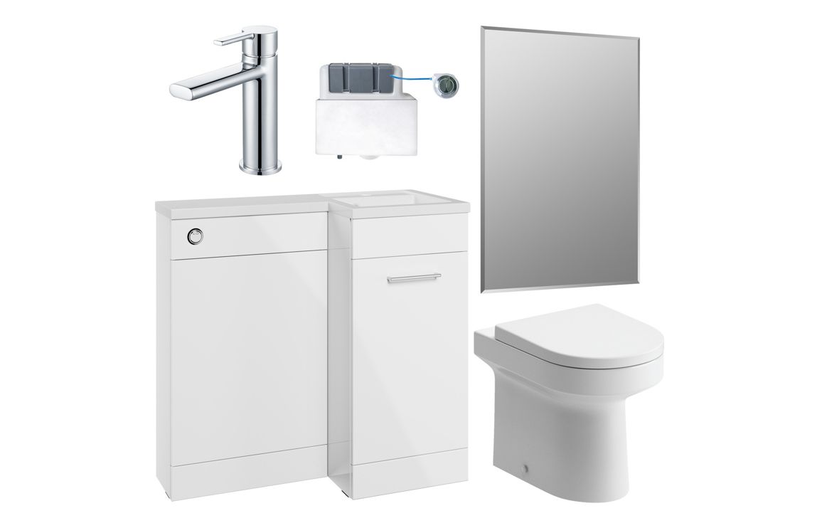 Theoique 900mm Furniture & BTW WC Pack - White Gloss (RH), Bathroom Sets, Furniture Pack