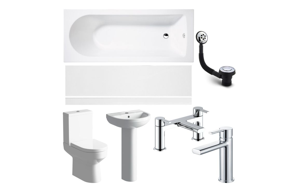Velithia Full Suite & Bath w/Chrome Finishes, Bathroom Sets, Ceramics Pack - Image 2