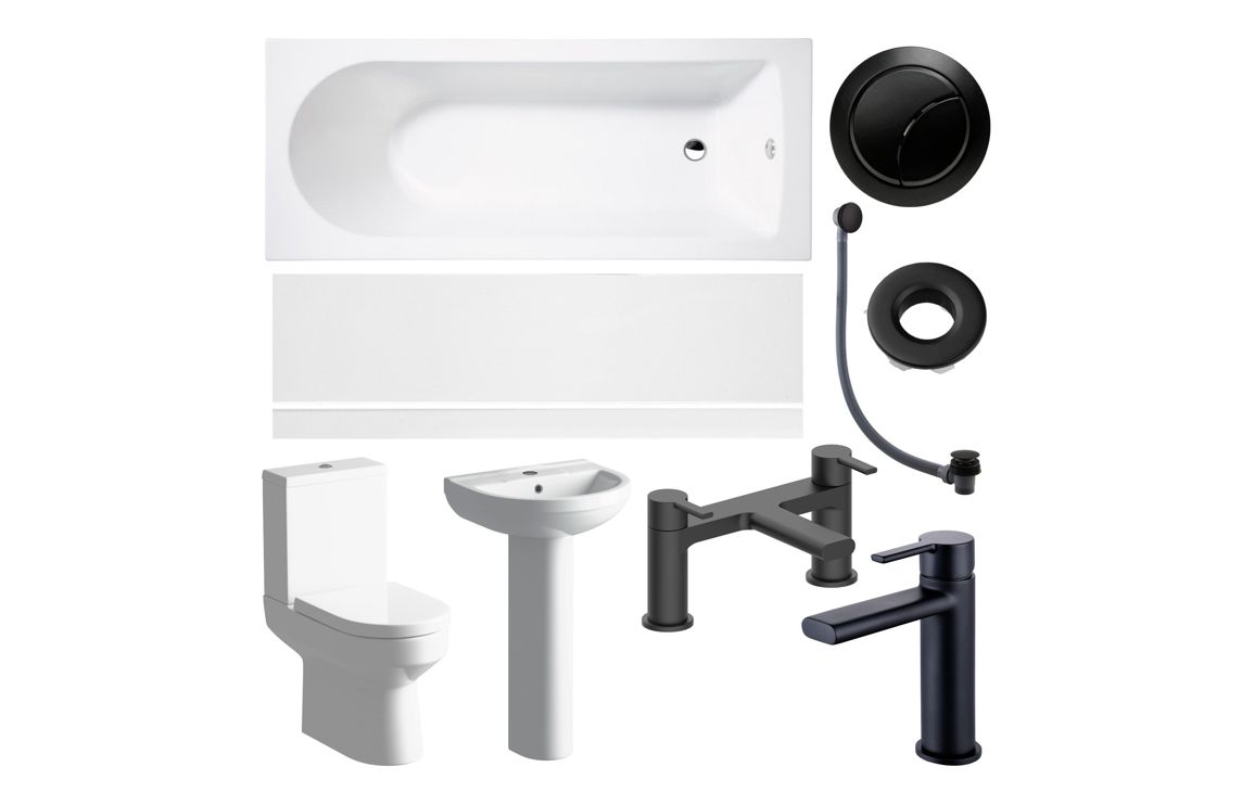 Velithia Full Suite & Bath w/Black Finishes, Bathroom Sets, Ceramics Pack - Image 2