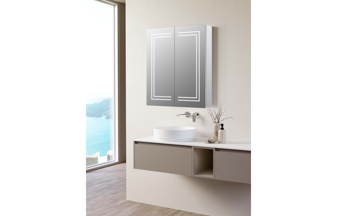 Mirrors, Astraelle 600mm 2 Door Front-Lit LED Mirror Cabinet - Image 6