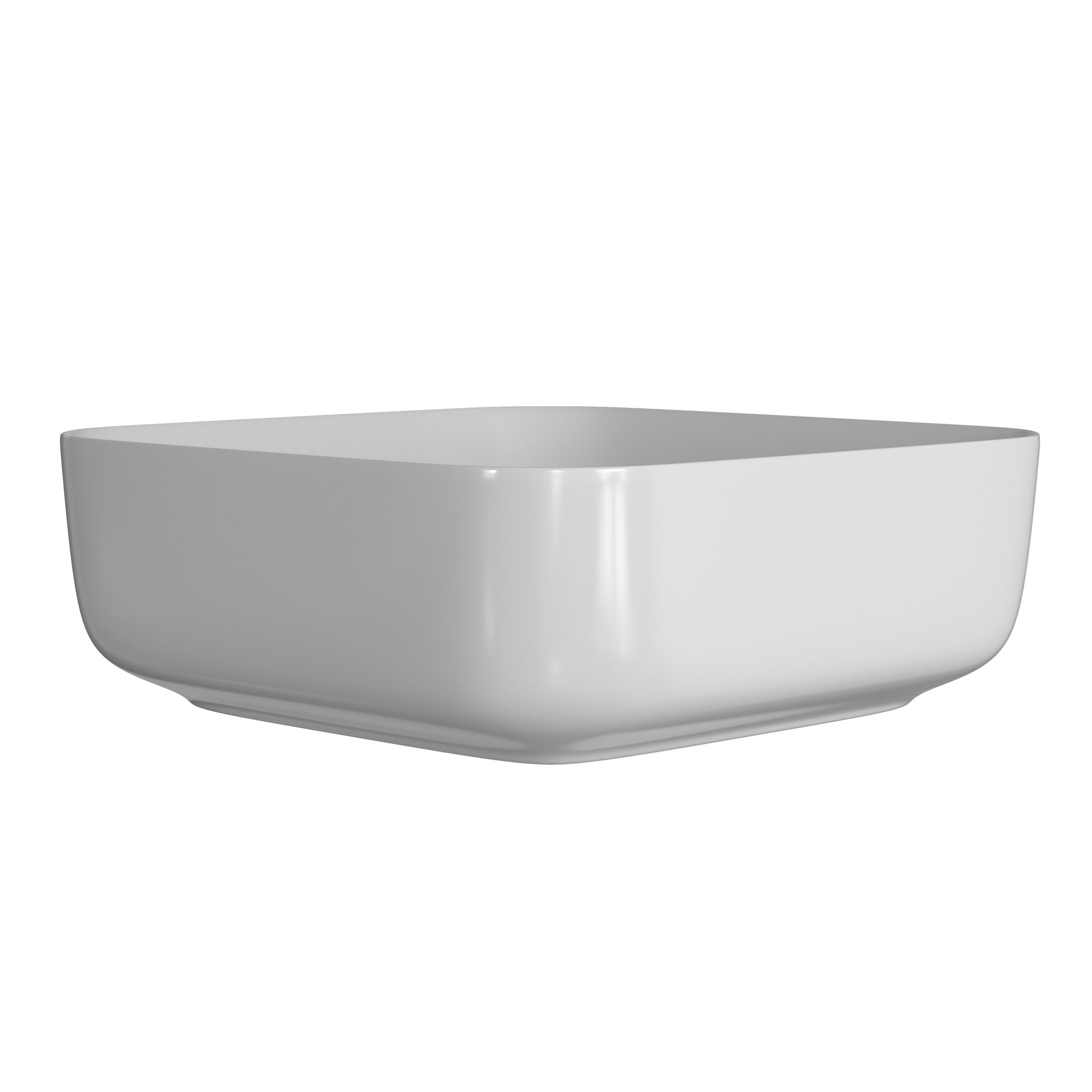 Countertop/Vessel Washbowl, Philisse 400mm Ceramic Square Washbowl & Waste - Matt White - Image 2