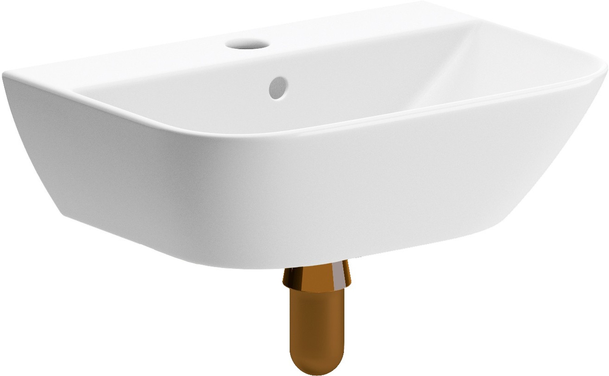 Cloakroom Basin & Bottle Trap, Sylisse 450x320mm 1TH Cloakroom Basin & Brushed Bronze Bottle Trap