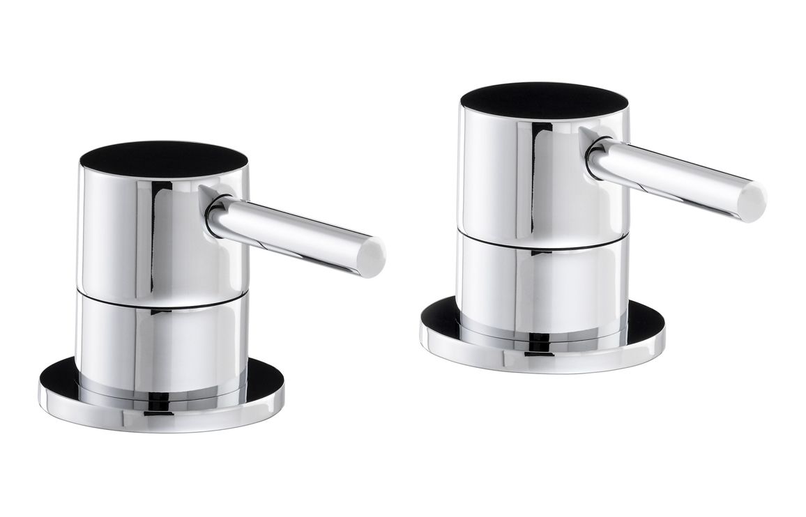 Abode Harmonie Round Bath Filler Panel Valves (Pair) - Chrome, Bathroom Taps