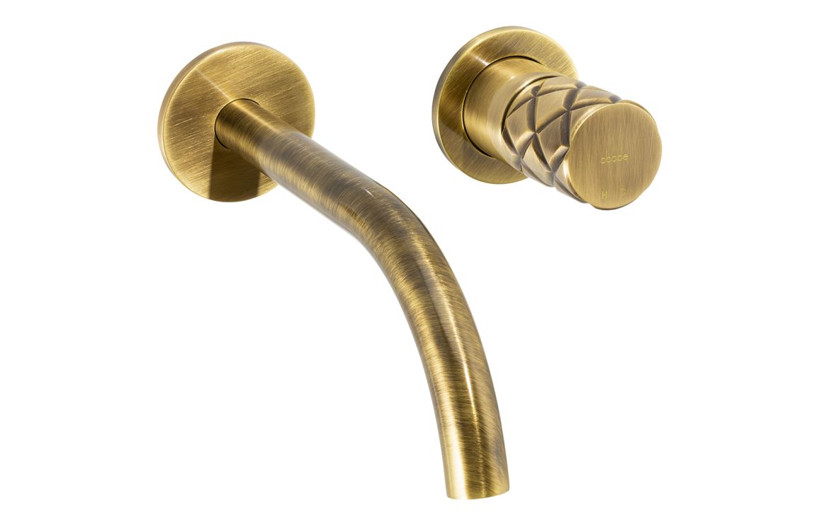 Abode Kite Wall Mounted Basin Mixer - Antique Brass, Bathroom Taps