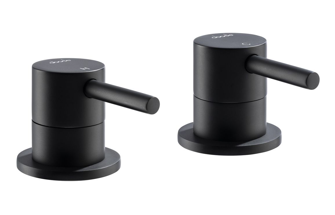 Abode Harmonie Round Bath Filler Panel Valves (Pair) - Matt Black, Bathroom Taps