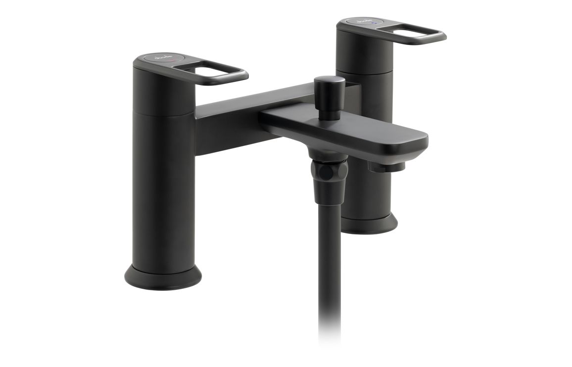Abode Levarto Deck Mounted Bath Shower Mixer - Matt Black, Bathroom Taps