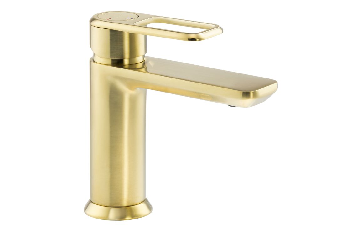 Abode Levarto Basin Mixer - Brushed Brass, Bathroom Taps