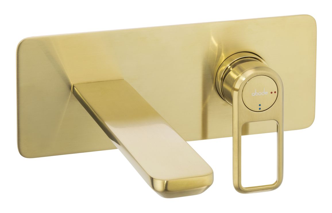 Abode Levarto Wall Mounted Basin/Bath Mixer - Brushed Brass, Bathroom Taps