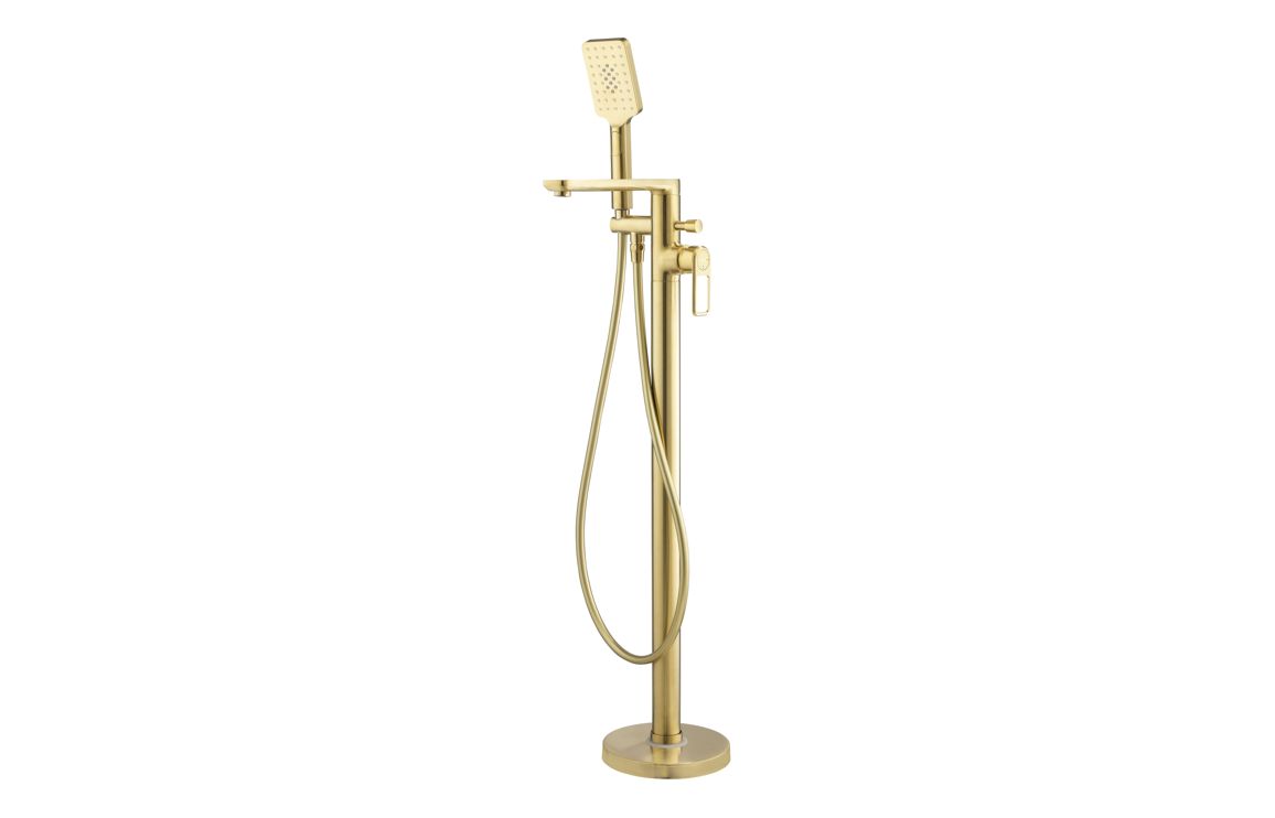 Abode Levarto Floor Standing Bath Shower Mixer - Brushed Brass, Bathroom Taps