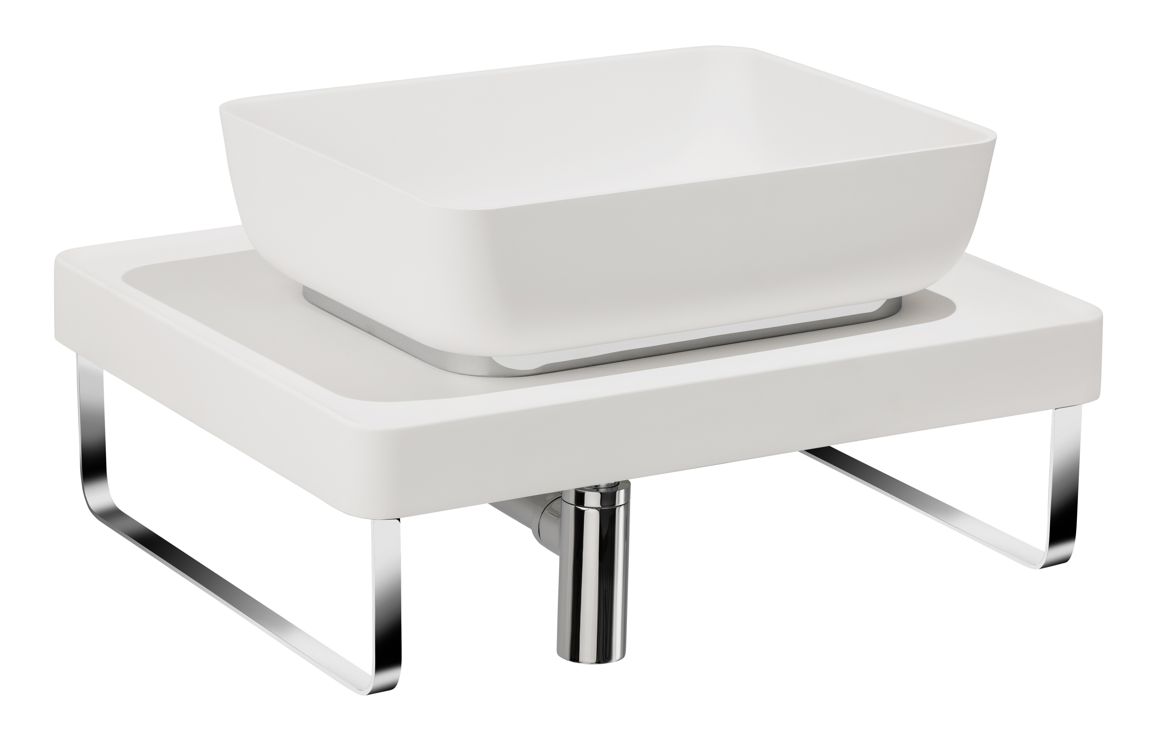 Abode Tableau/Cava Shelf & Tablet Basin Set - Chalk White w/Chrome Finishes,Furniture