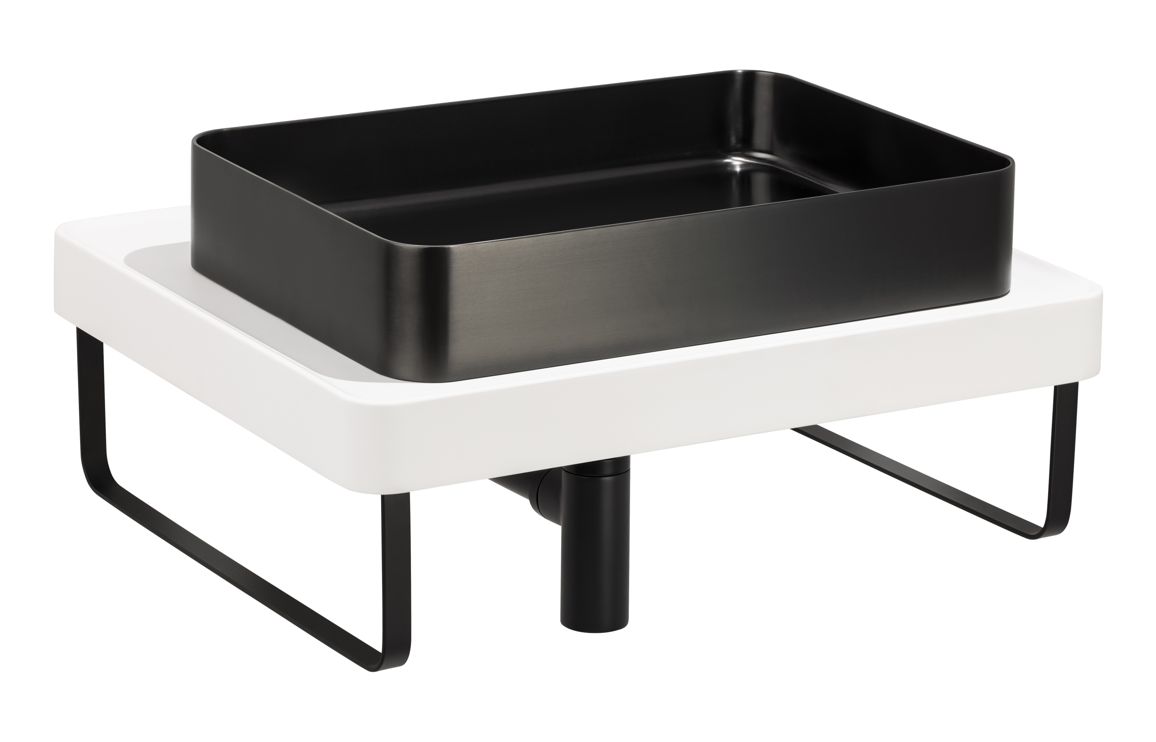 Abode Tableau/Iox Shelf & Tablet Basin Set - Chalk White w/Matt Black Finishes,Furniture
