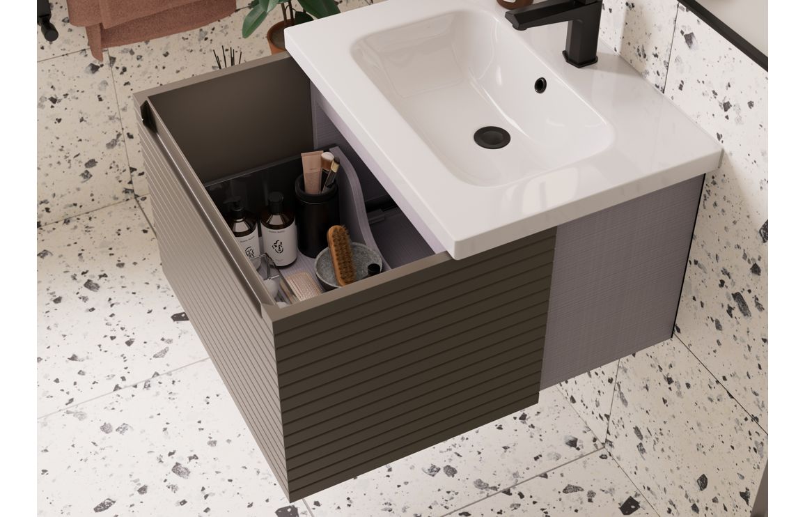 Calaelisse 810mm Wall Hung 1 Drawer Basin Unit & Worktop - Matt Taupe,Furniture - Image 4