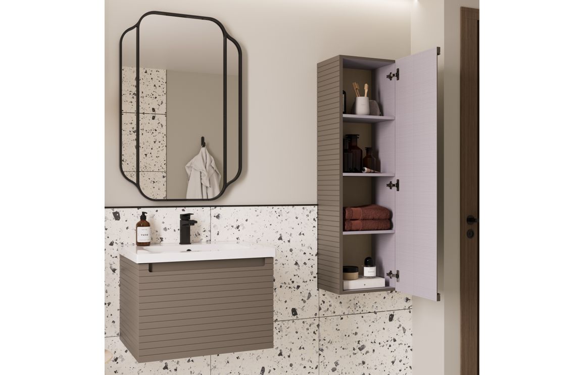 Calaelisse 810mm Wall Hung 1 Drawer Basin Unit & Worktop - Matt Taupe,Furniture - Image 3