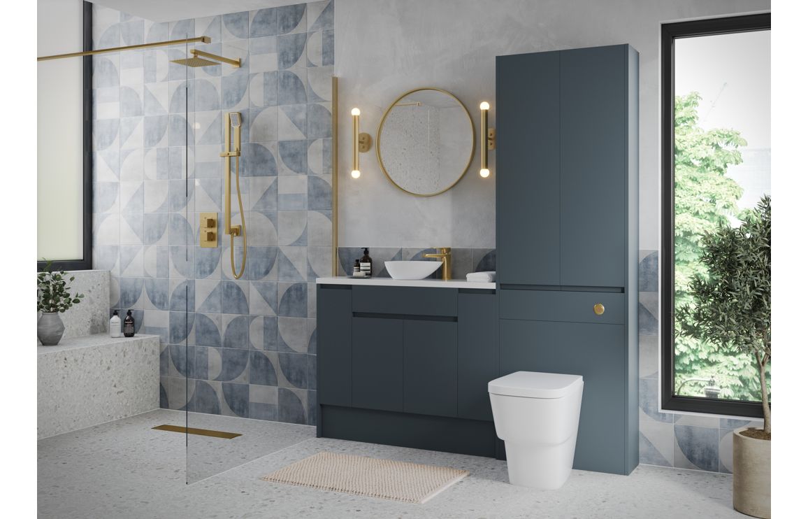 Maycarees 1536mm Standard Basin WC & 1 Door Unit Pack - Matt Arley Blue (Grey Cab),Furniture - Image 2
