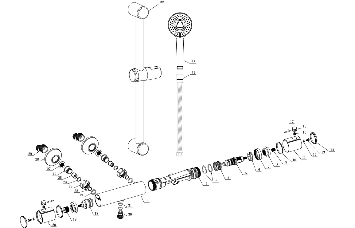 Isaroria Cool-Touch Thermostatic Bar Mixer Shower - Chrome - Image 2