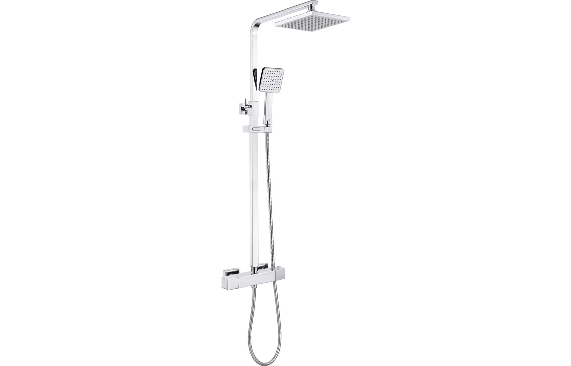 Castaique Cool-Touch Thermostatic Mixer Shower w/Riser & Overhead Kit - Chrome