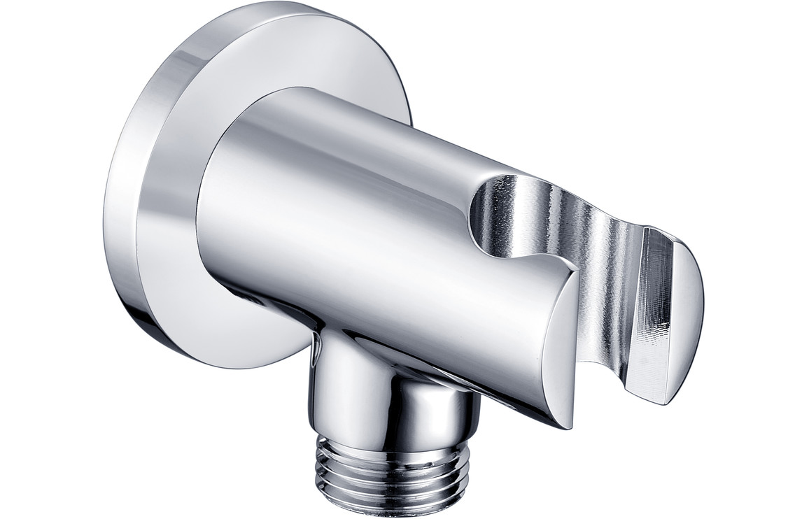 Aroras Round Handset Wall Bracket with Wall Outlet - Chrome