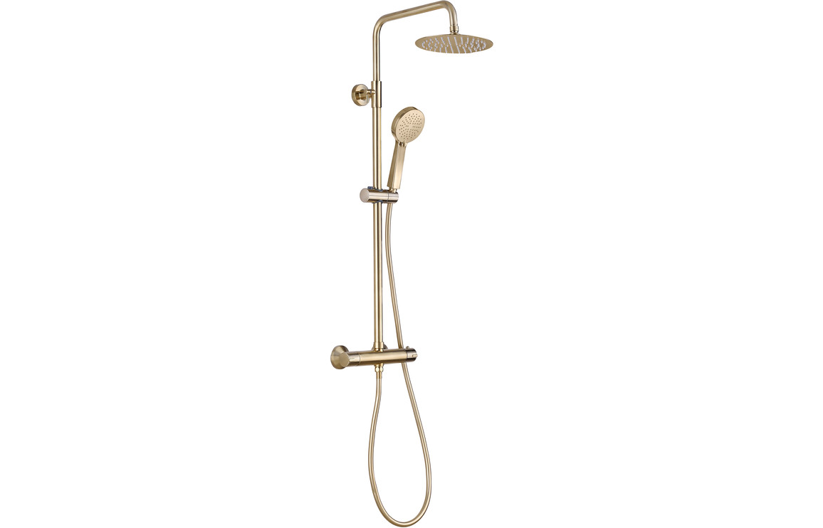 Aroras Round Thermostatic Bar Mixer w/Riser Kit - Brushed Brass