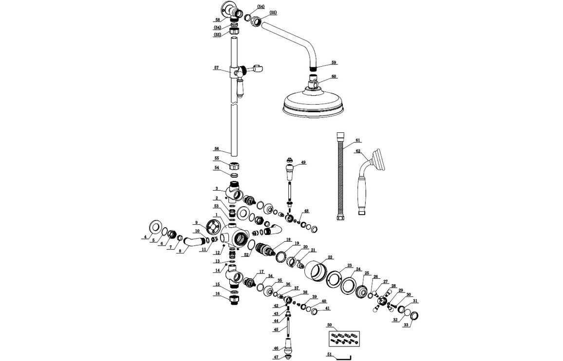 Astraique Thermostatic Shower Kit - Brushed Brass - Image 2