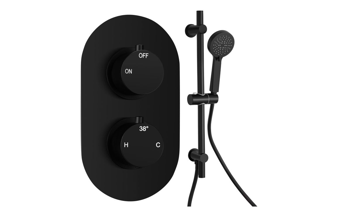 Aroras Round Shower Valve & Kit Pack 2 - Matt Black