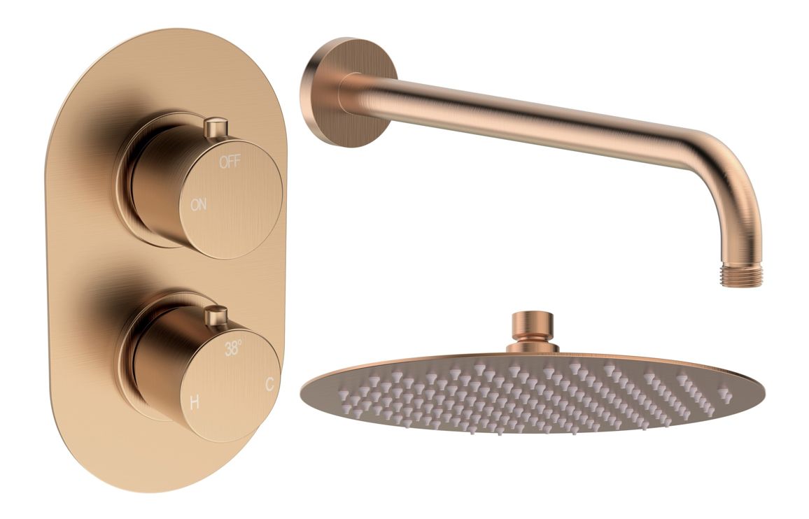 Aroras Round Shower Valve & Kit Pack 1 - Brushed Bronze