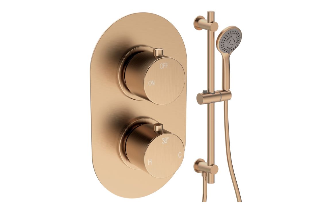Aroras Round Shower Valve & Kit Pack 2 - Brushed Bronze