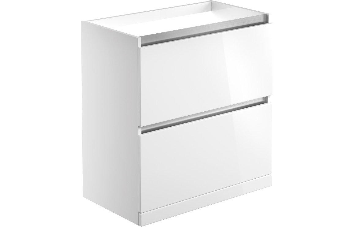 Veraienne 800mm 2 Drawer Floor Standing Basin Unit (No Top) - White Gloss,Furniture