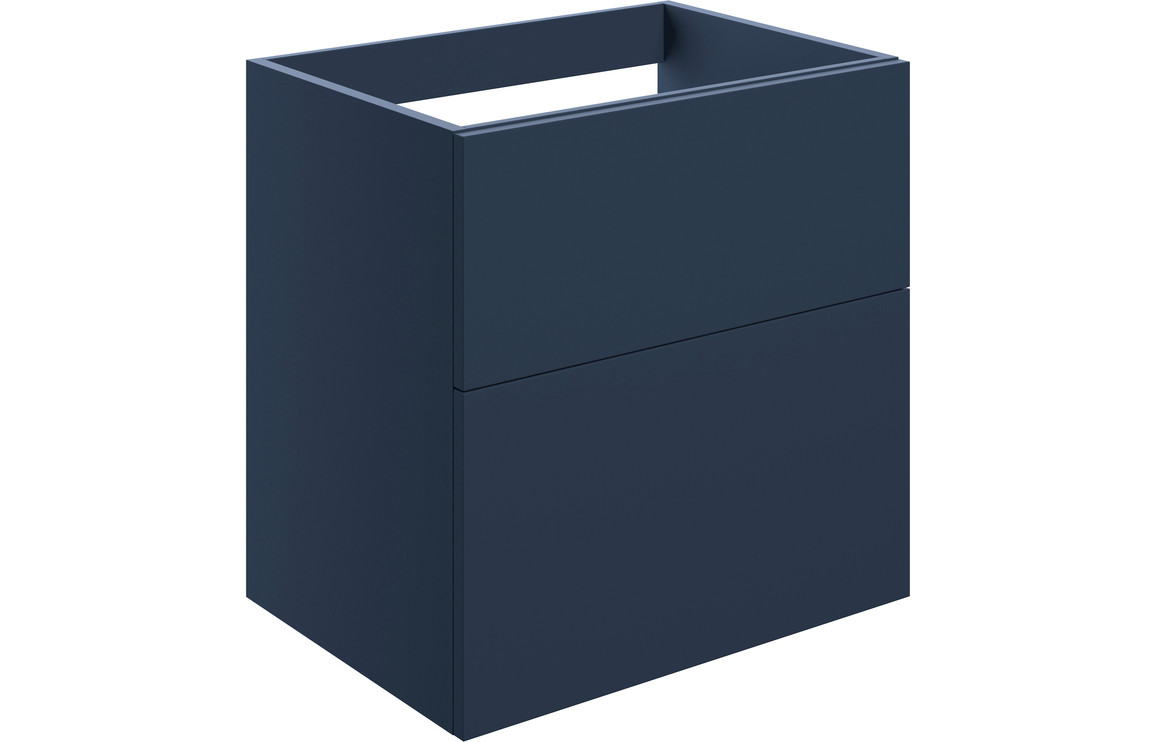 Velisse 590mm Wall Hung 2 Drawer Basin Unit (No Top) - Matt Deep Blue,Furniture