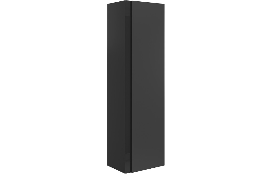 Astrico 350mm Wall Hung 1 Door Tall Unit - Matt Black & Glass,Furniture