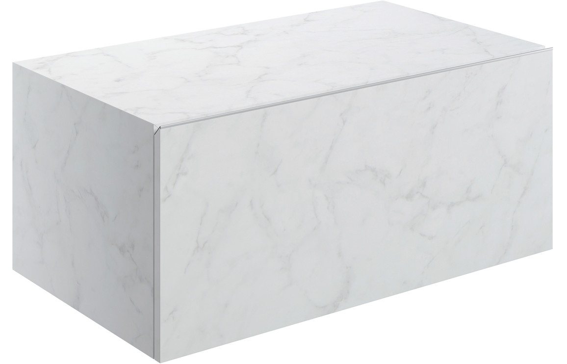 Marisisse 800mm Wall Hung Storage Drawer - White Marble,Furniture