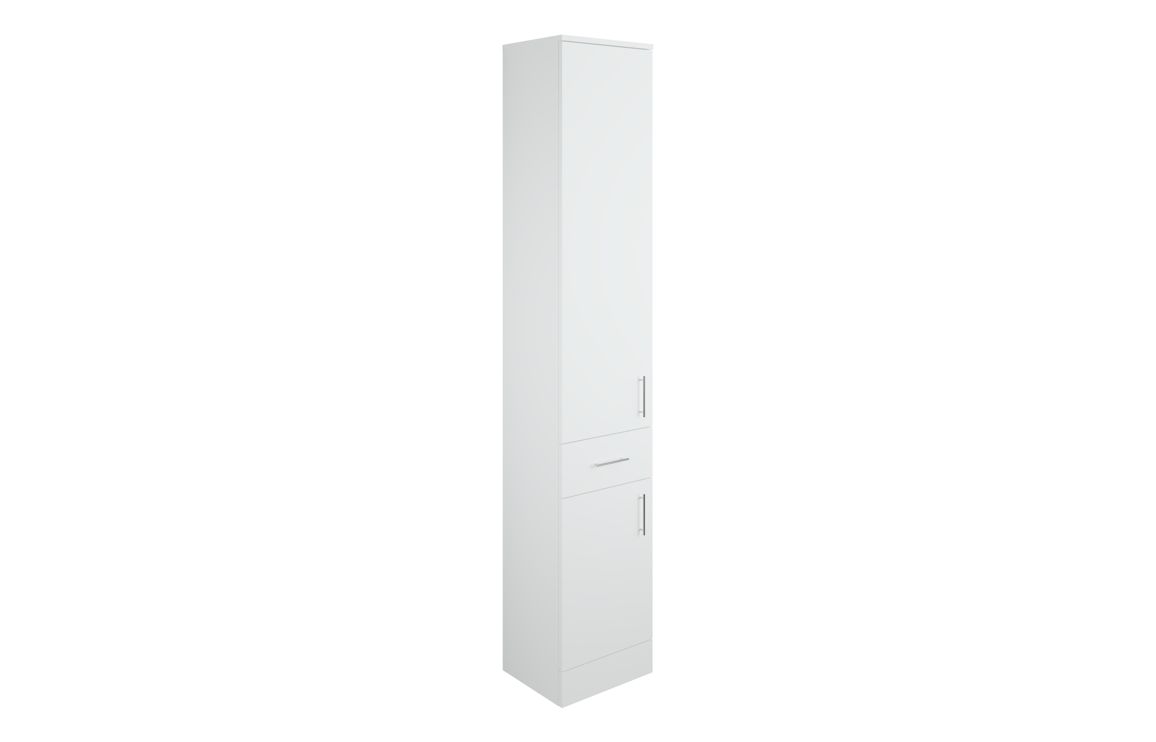Galence 350mm 2 Door 1 Drawer Tall Unit - White Gloss,Furniture