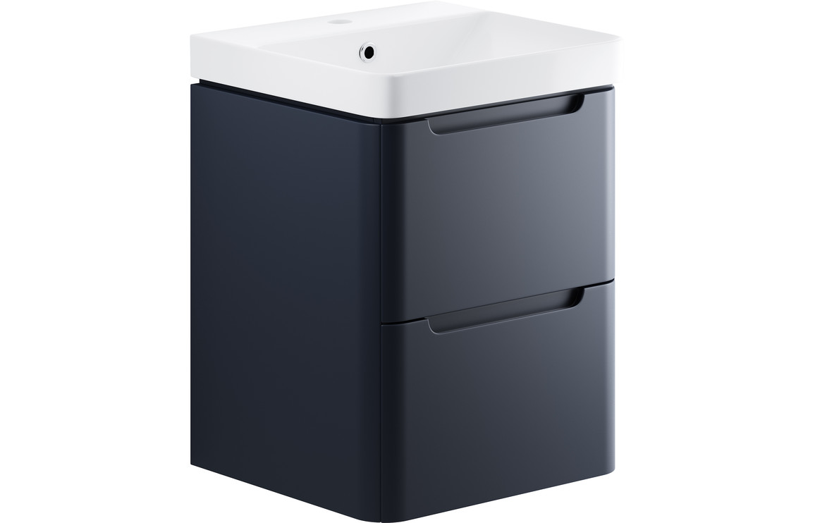 Philoise 500mm 2 Drawer Wall Hung Cloakroom Basin Unit - Matt Indigo,Furniture