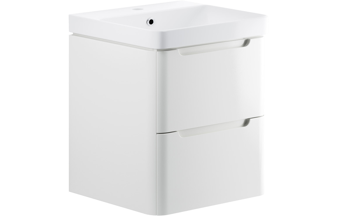 Philoise 605mm 2 Drawer Wall Hung Basin Unit - White Gloss,Furniture
