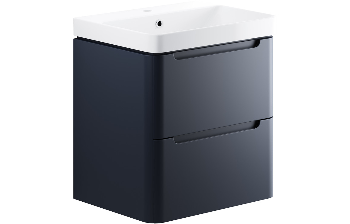 Philoise 605mm 2 Drawer Wall Hung Basin Unit - Matt Indigo,Furniture