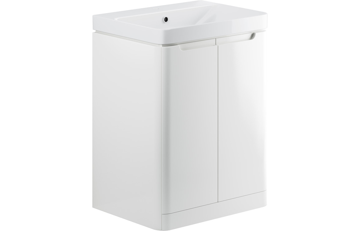 Philoise 605mm 2 Door Floor Standing Basin Unit - White Gloss,Furniture