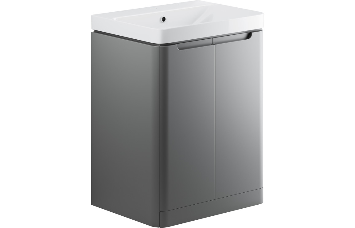 Philoise 605mm 2 Door Floor Standing Basin Unit - Matt Grey,Furniture