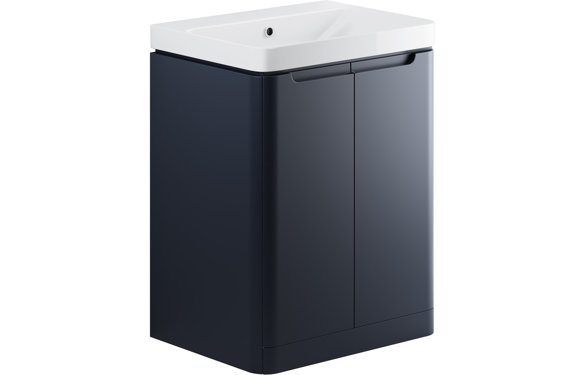 Philoise 605mm 2 Door Floor Standing Basin Unit - Matt Indigo,Furniture
