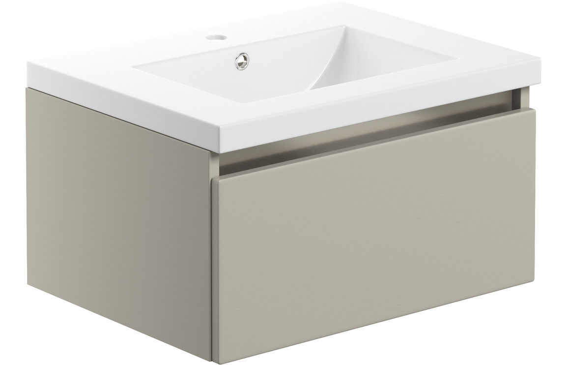 Veraienne 615mm 1 Drawer Wall Hung Basin Unit Inc. Basin - Matt Latte,Furniture