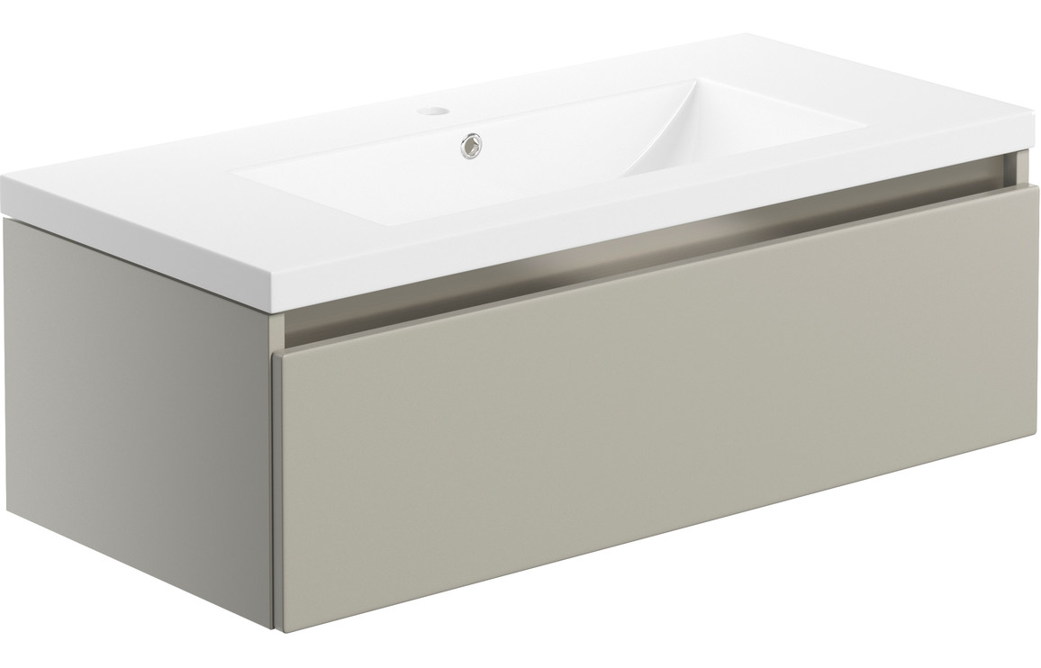 Veraienne 815mm 1 Drawer Wall Hung Basin Unit Inc. Basin - Matt Latte,Furniture